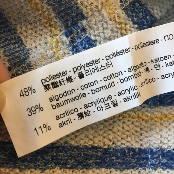 Zara Terry Cloth Romper Womens Large White Blue Yellow Stripe Beach Swim Cover - Picture 8 of 9